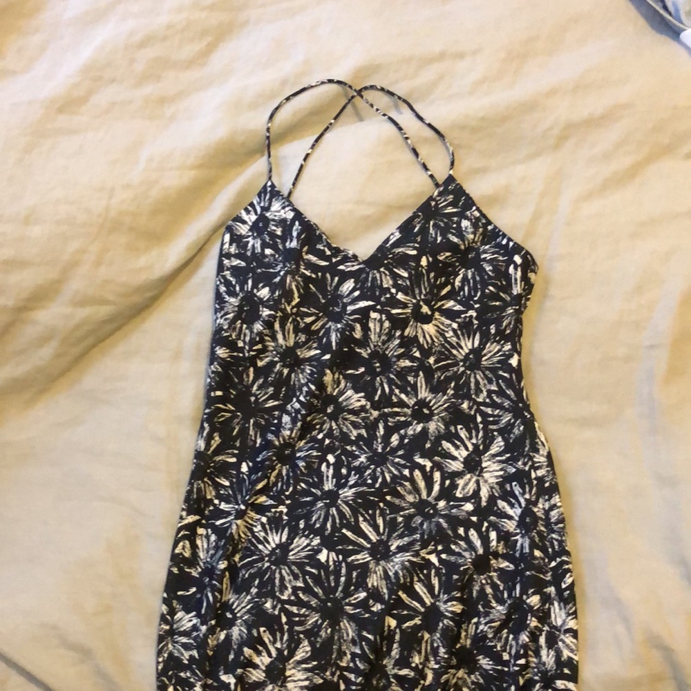 Topshop black and white graphic floral print dress